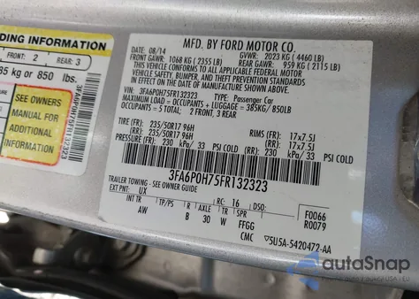 2015 Ford Fusion Se z USA, uszkodzony, nr VIN 3FA6P0H75FR132323